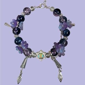 SOLD-SOLD-SOLD-SOLD-SOLD Chic Floral Beaded Bracelet with Silver Accents